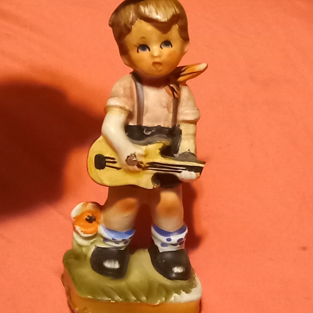 Vintage Ceramic Boy with Guitar Figurine